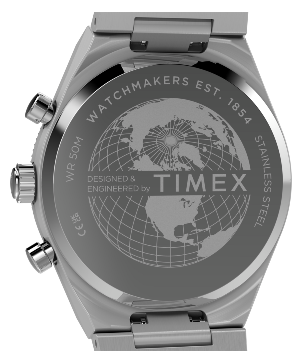 Q Timex Continental Chronograph 36mm Stainless Steel Bracelet Watch